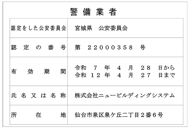 警備業法標識